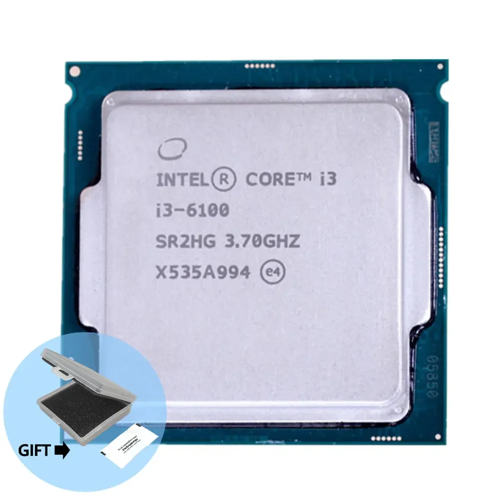 

Процессор Intel Core i3 6100, 3,7 ГГц, 3 Мб кэш-памяти, двухъядерный, 51 Вт, ЦП SR2HG LGA1151