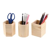 Wooden stationery storage box for pens, pencil cases, office pen holders, makeup brush containers, stationery supplies, 6