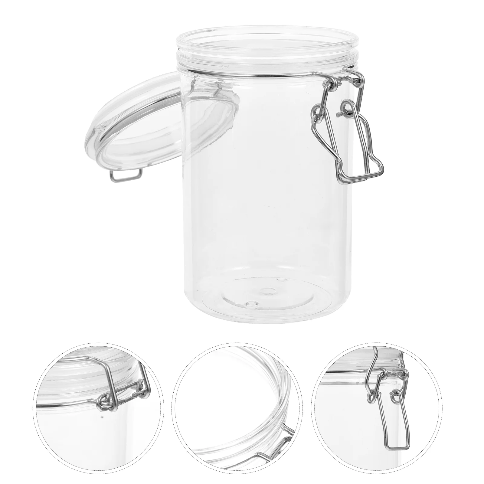 750ml Plastic Storage Container With Locking Clamp For Nuts Tea Leaves Sealed Canister Storage Bottle Home Storage ganization 2