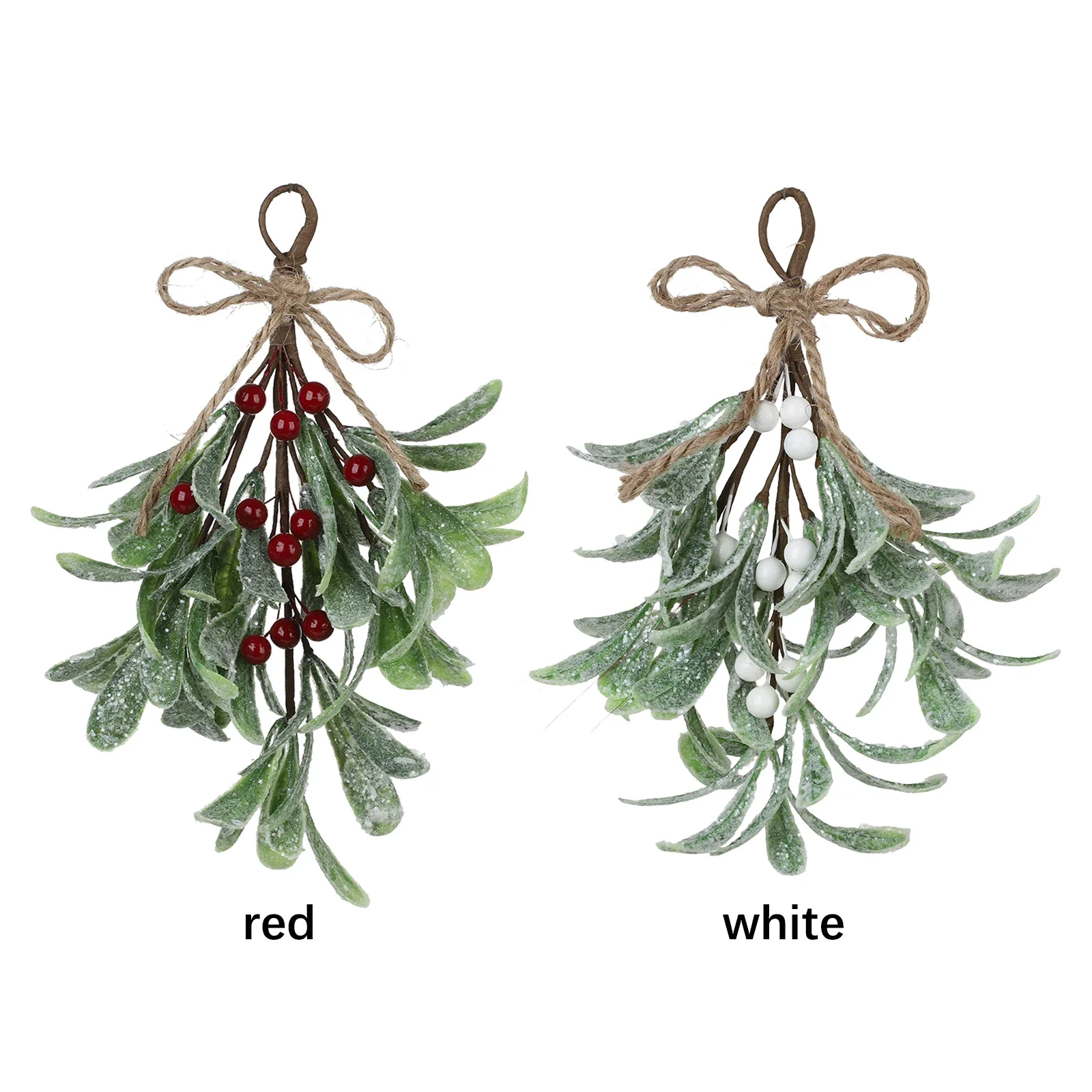 23cm Artificial Mistletoe Branch Fake Red White Decorative Flower Bouquet Holiday Home Christmas Party Hanging Decorations