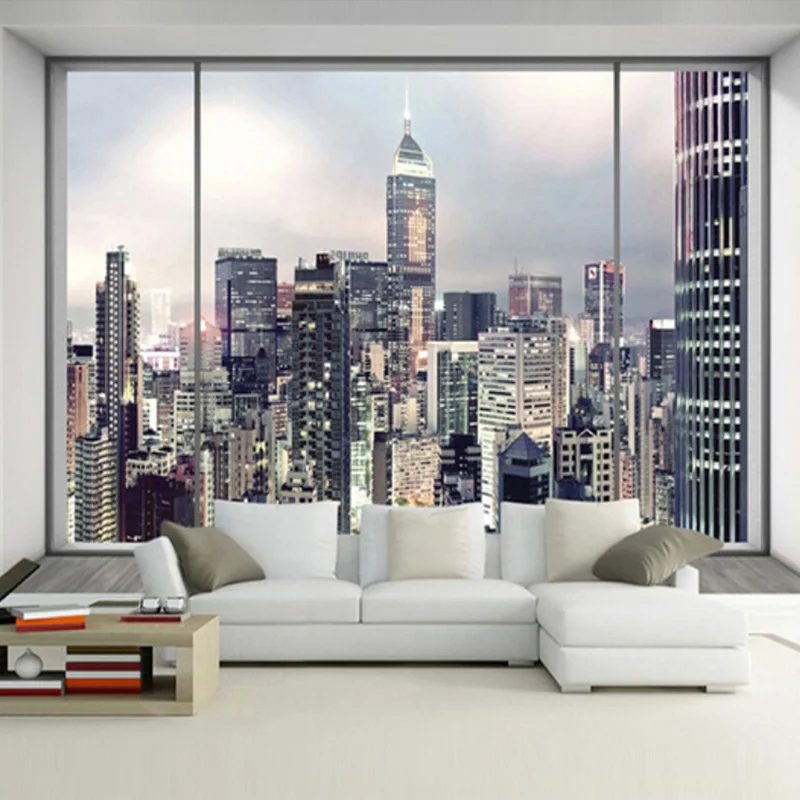 

Customized Size Photo Mural 3D Window New York City Landscape Wallpaper Bedroom Living Room Interior Art Decor House Renovation