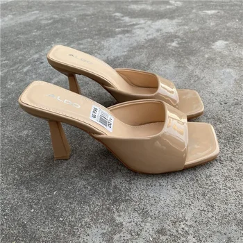 New Women Shoes European and American Fashion Square Head Thin High Heel Sexy Slippers Women Zapatos De Mujer 2023 1