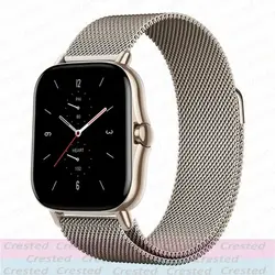 Sleek Milanese Metal Watch Bracelet - Adjustable 20mm/22mm Band - Amazfit bip GTS - 2 (Vintage gold)