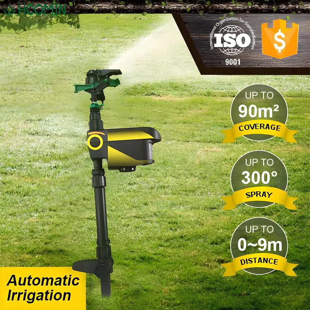 

360 Degree Solar Powered Automatic Sprinkler Garden Sprayer Watering Tool Activated Animal Repeller Adjustable Deterrent