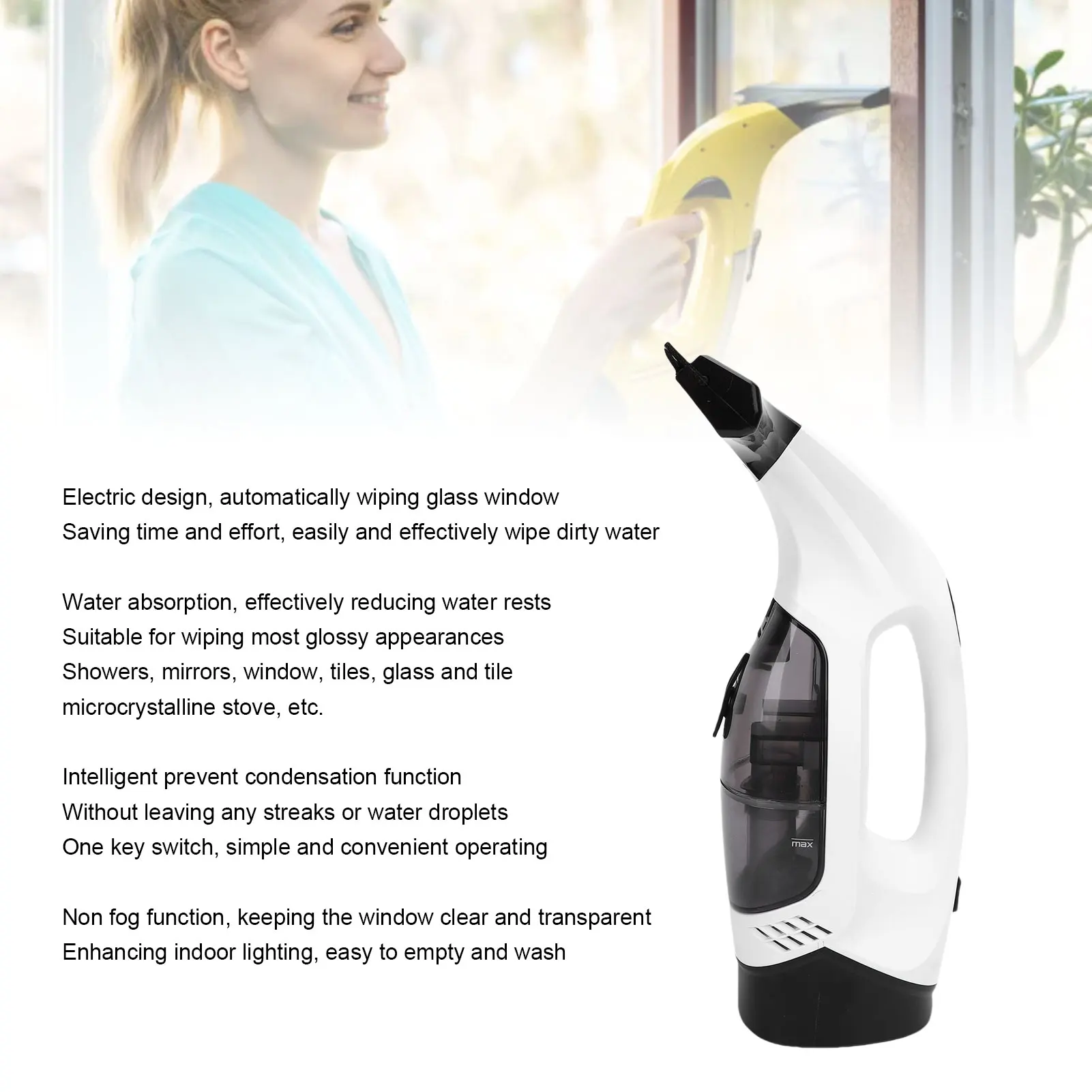 Household Supplies Window Vacuum Squeegee Cordless Rechargeable Portable Automatic Electric Wiping Tool Household Supplies White
