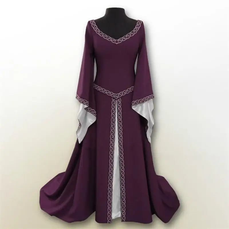 Vestido medieval renacentista para mujer, vestido largo retro irlandés,  disfraz de Halloween, cosplay, sobrevestido