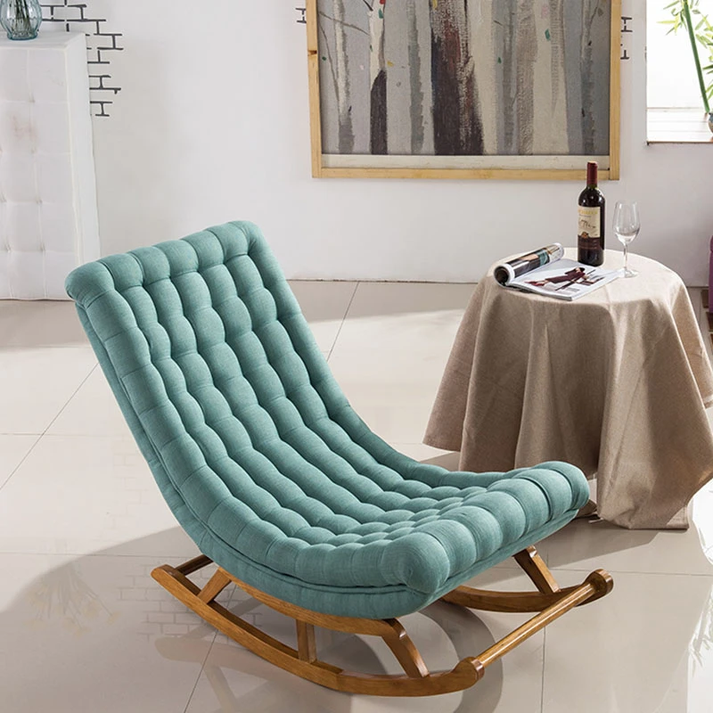 Silla mecedora de diseño tapizado de tela y madera para el hogar, muebles de lujo para sala de estar y adultos|Sillas de sala de estar| - AliExpress