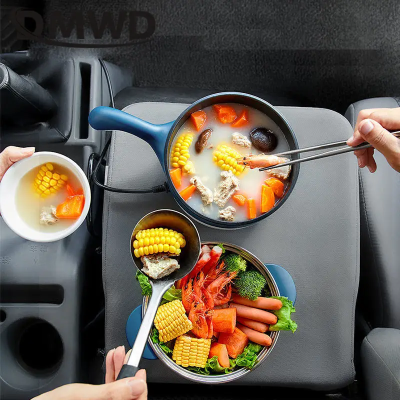 2L Multicooker for Car Truck 12V 24V Non-stick Electric Rice Cooker Food Steamer Stir-fry pan Car-mounted Hot pot Noodles Boiler 6