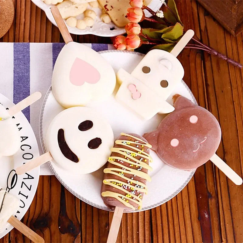 50Pcs/Lot Popsicle Stick Ice Cube Maker Cream Tools Model Special-Purpose Wooden Craft Stick Lollipop Mold Accessories