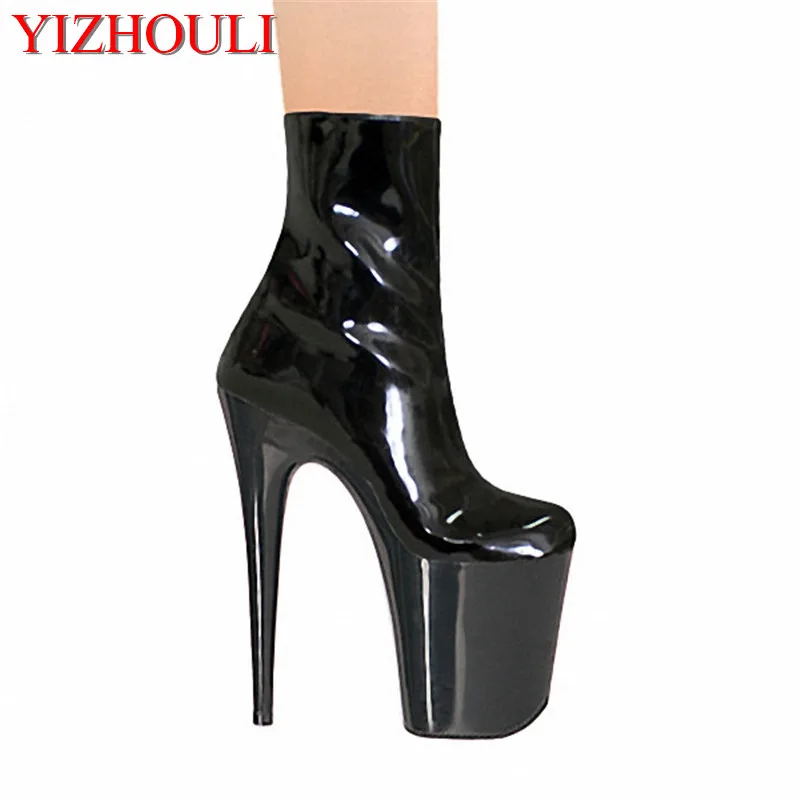 

8 Inch Sexy Ankle Boots 20cm High-Heeled Shoes Crystal Boots Platform Round Toe Steel Pipe Dance Shoes