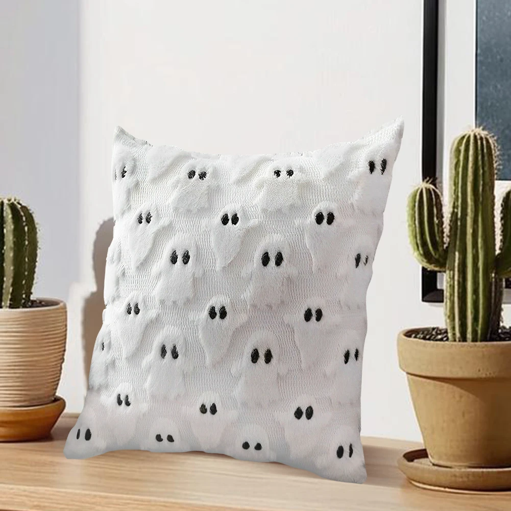 Halloween Ghost Pillow Cover Ghost Throw Pillow Case 18x18 Inch Couch Cushion Case Spooky Throw Pillow Cover for Home Car Decor