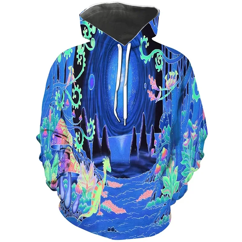 thumbnail image 1 of Sudadera con capucha con estampado 3D de arte abstracto de hongos, sudadera con capucha colorida e informal a la moda, sudadera con gráficos de talla grande para hombre, 1 of 4