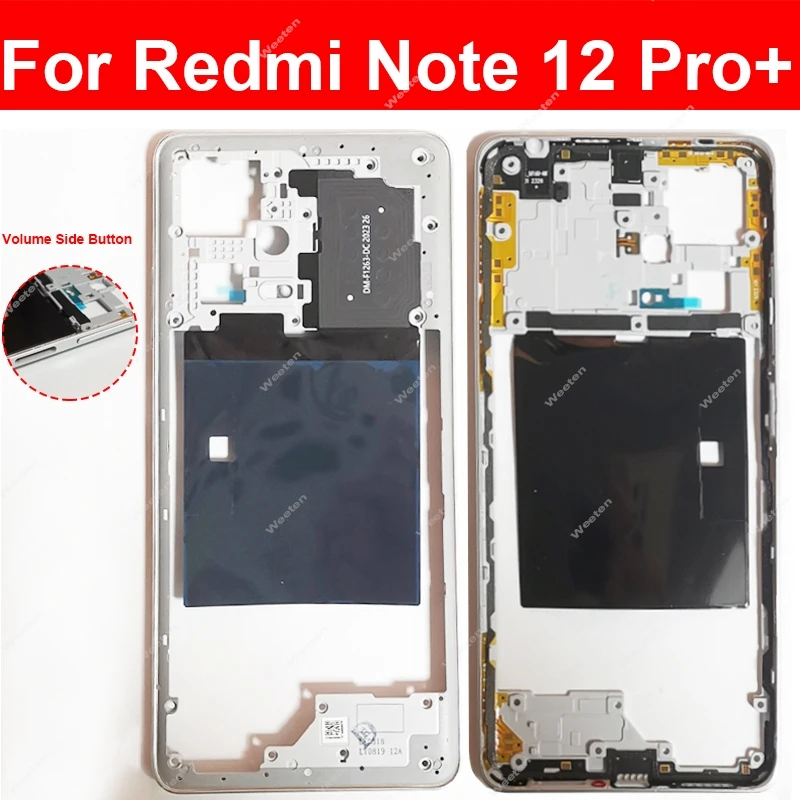 

Корпус средней рамки для Xiaomi Redmi Note 12 Pro Plus рамка средней рамки держатель Крышка с боковой кнопкой громкости