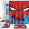 Boys Spider Man Anime Bath Shower Curtain Set 4pcs with Hooks Waterproof Bathroom Toilet Mat Lid Decor 6