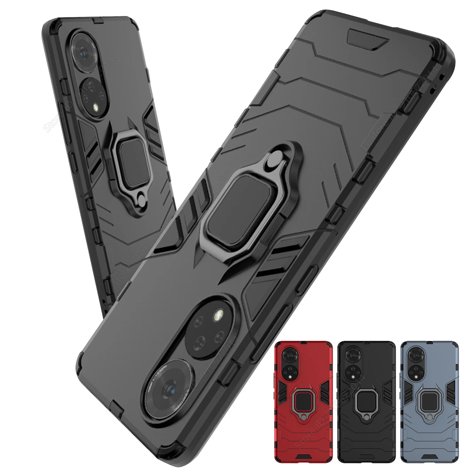 Shockproof Armor Phone Case with Ring Holder and Car Magnetic Cover