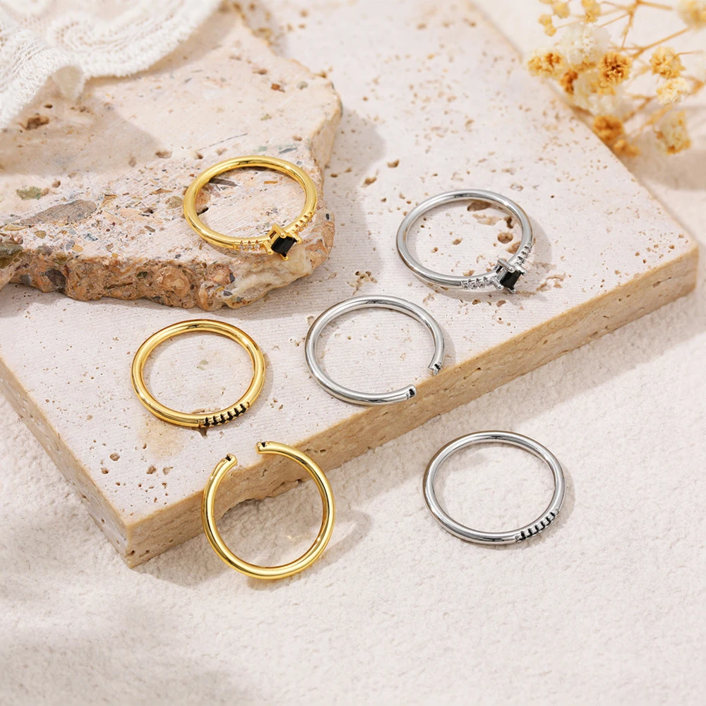 2026 New Fashion 3pcs Circle Zircon Ring Set Minimalist Rust Proof Glossy Metal Premium PVD Stainless Steel Wedding Rings Aneis