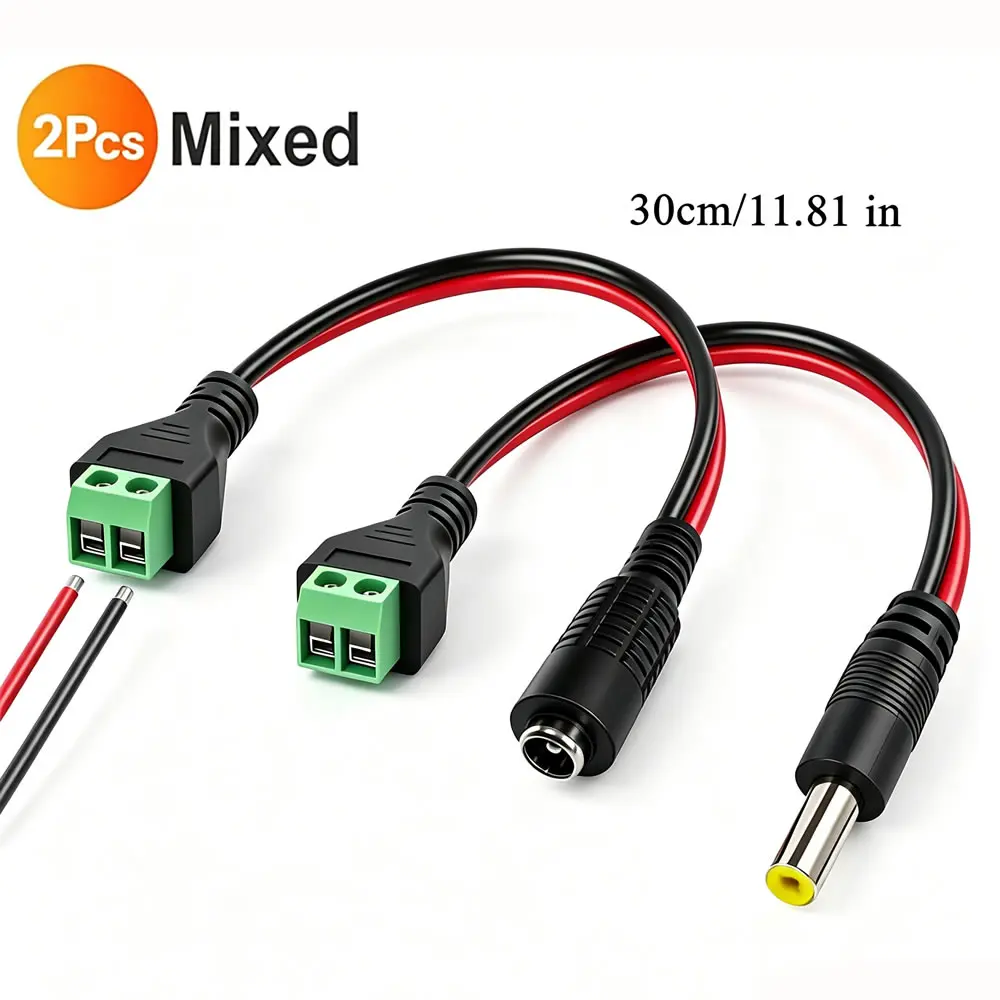 DC 5.5mmx2.1mm 나사식 터미널 블록 어댑터 전원 연장 케이블 DC-2핀 무납땜 커넥터 교체 수리용 공급 코드