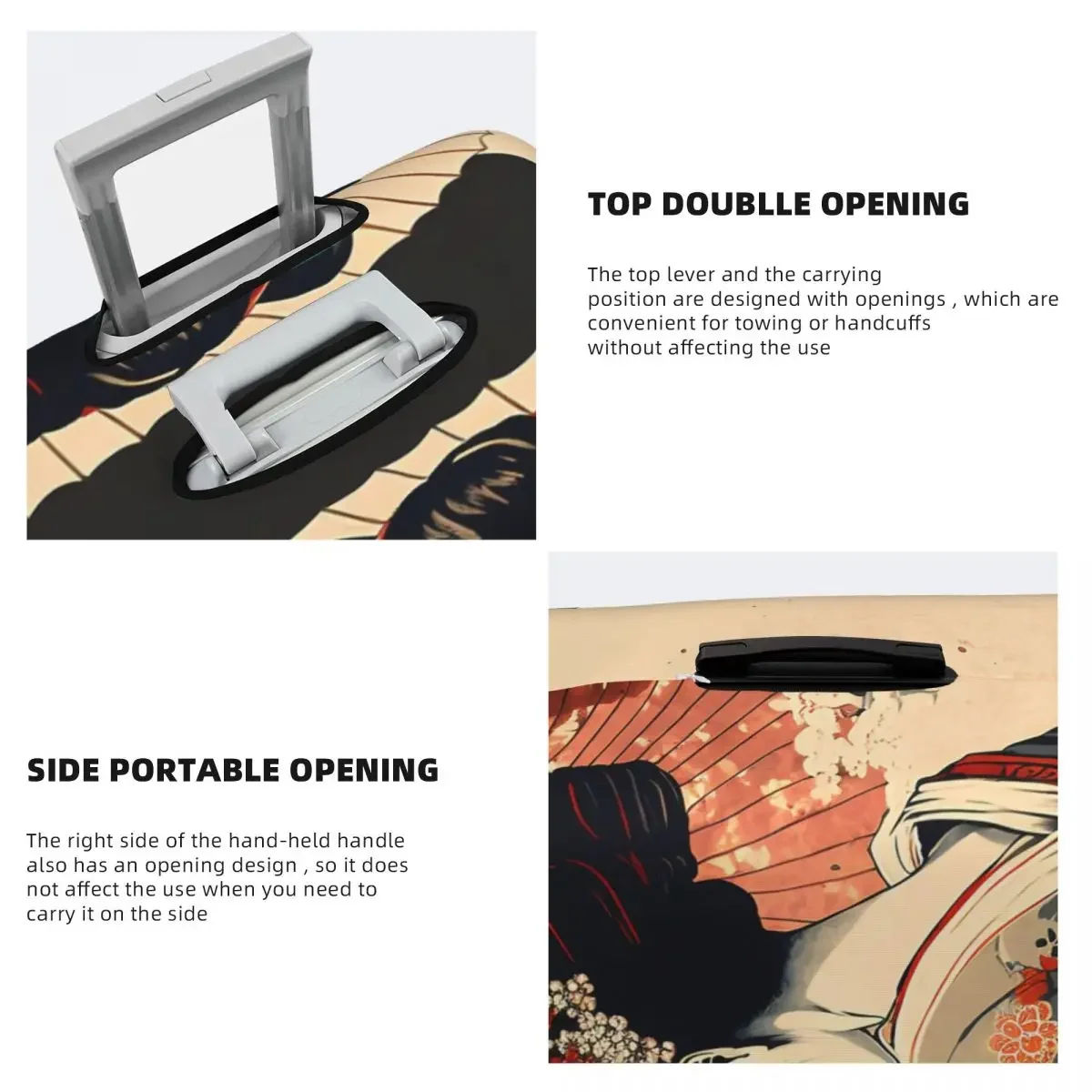 Japanese Geisha Art  Print Luggage Protective Dust Covers Elastic Waterproof 18-32inch Suitcase Cover Travel Accessories 5