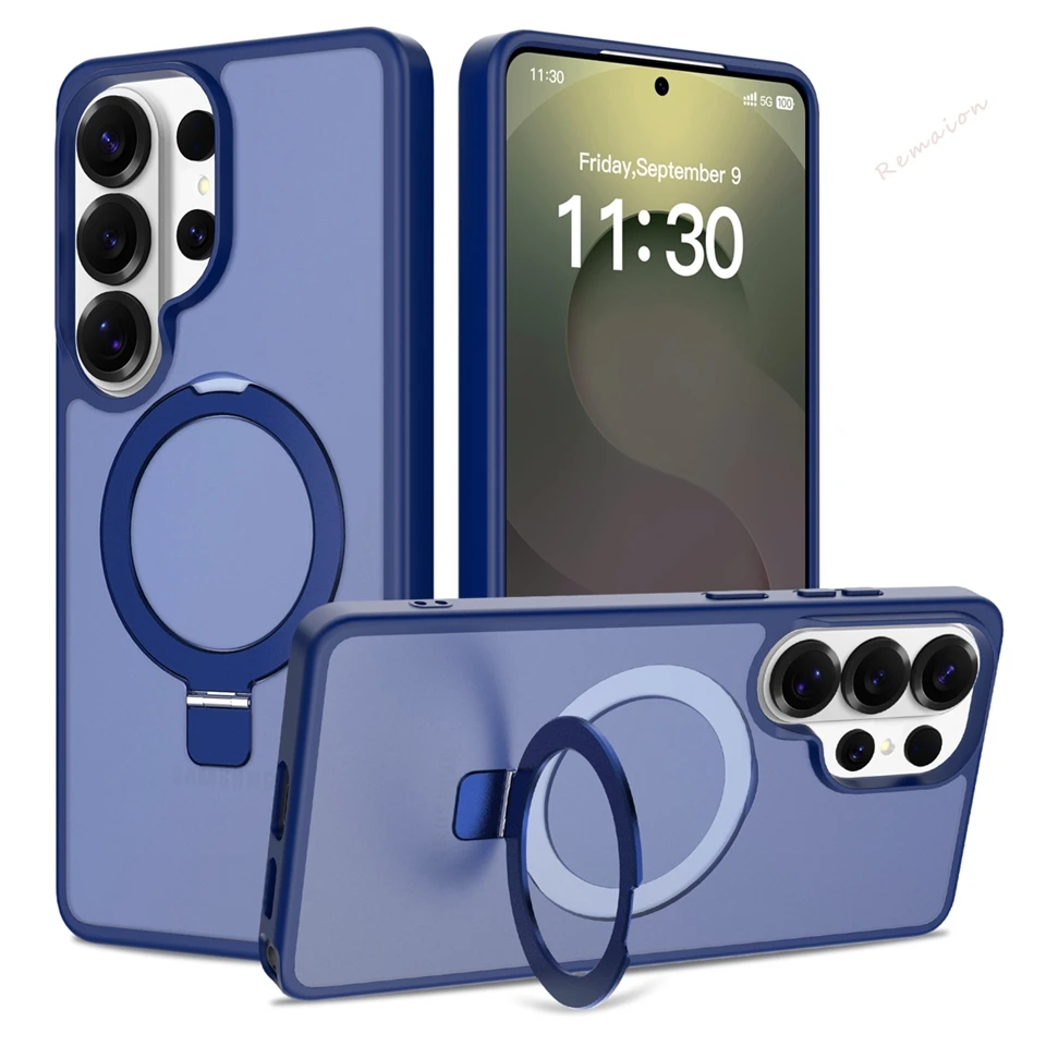 Luxury Matte Magnetic Phone Case with Magsafe and Metal Stand