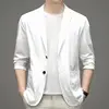 Spring Summer Men Ice Silk Thin Casual Sunscreen Blazer Fashion Casual Male Clothes Long Sleeve Big Size Slim Solid Blazers Coat 4