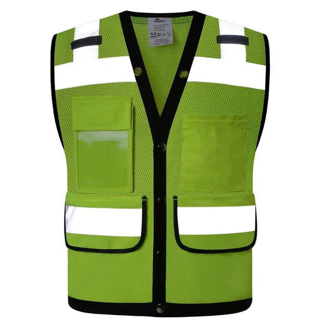 Hi Vis Mesh Reflective Work Vest with Multiple Pockets