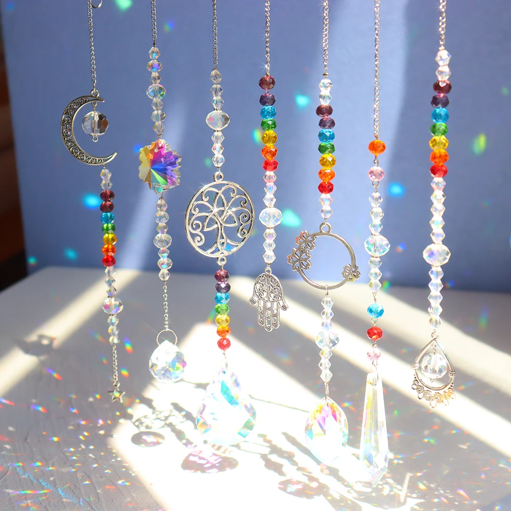 Crystal Windchime Rainbow Maker Crystal Prism Pendant Garden Window Curtain Decoration Wind Chime Sun Catcher Window