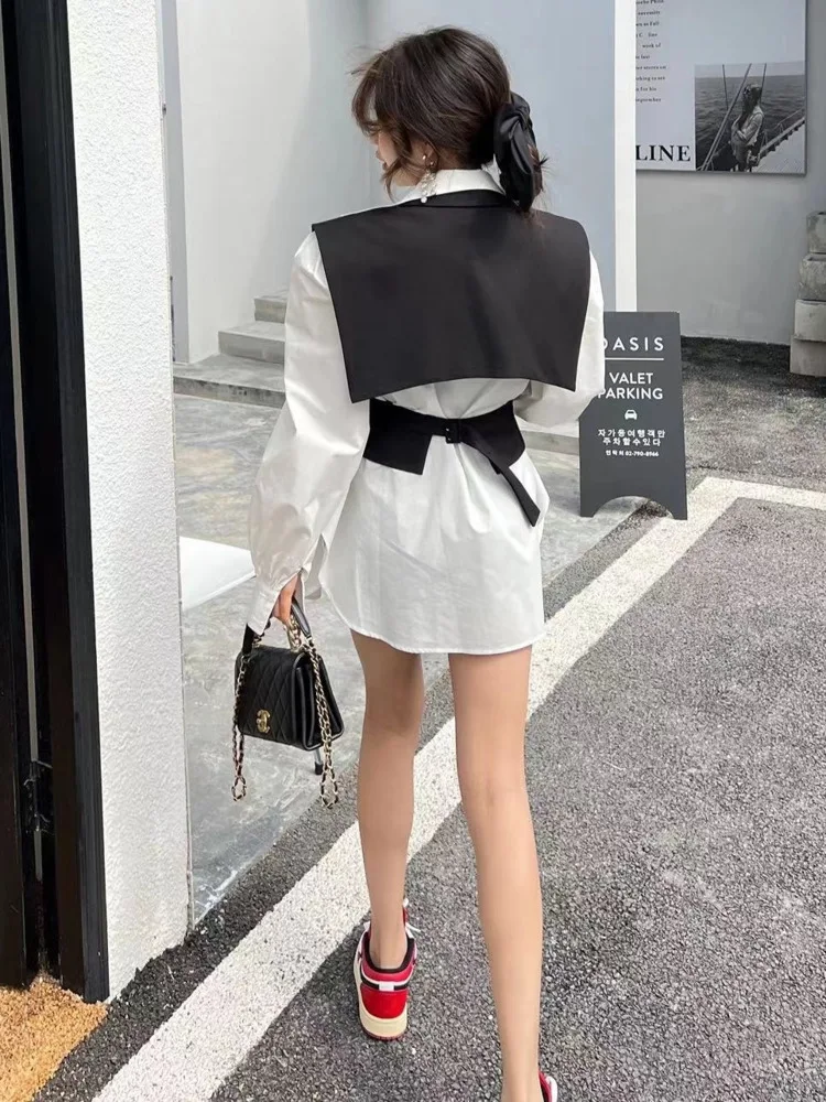 BZVW Fashion Women's Trendy Coat Top Two Piece 2024 Spring Autumn New Contrast Color Designer Versatile Shirt Jacket Female