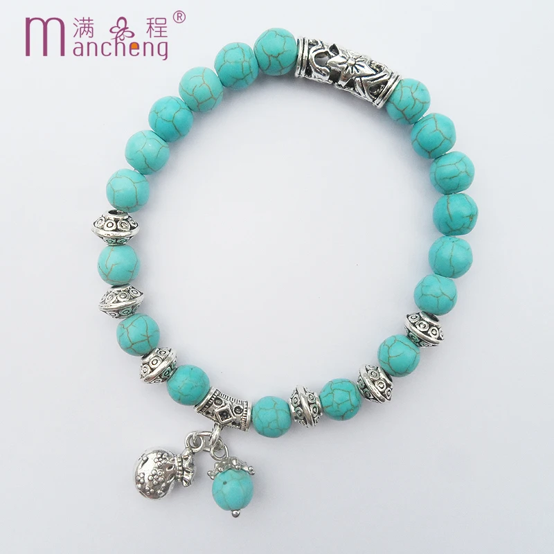 Fnaf 2 Rupee Item Luck Vintage Charm Portafoglio Borsa Pulsera Mujer Natural 8Mm Turchese Money Bag Bracciale Donna Dropshipping