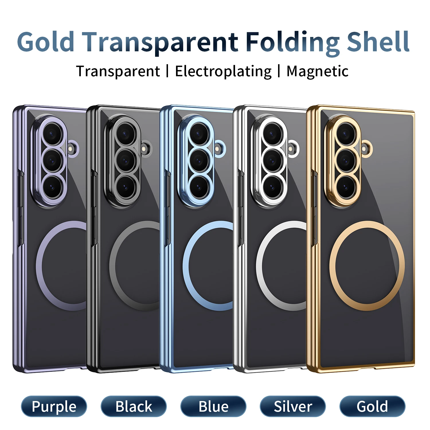 Magnetic Clear Transparent Shockproof Phone Case with Glass Film Protector