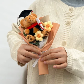 Mini Bear Flower Bouquet Artificial Flowers for Graduation 2
