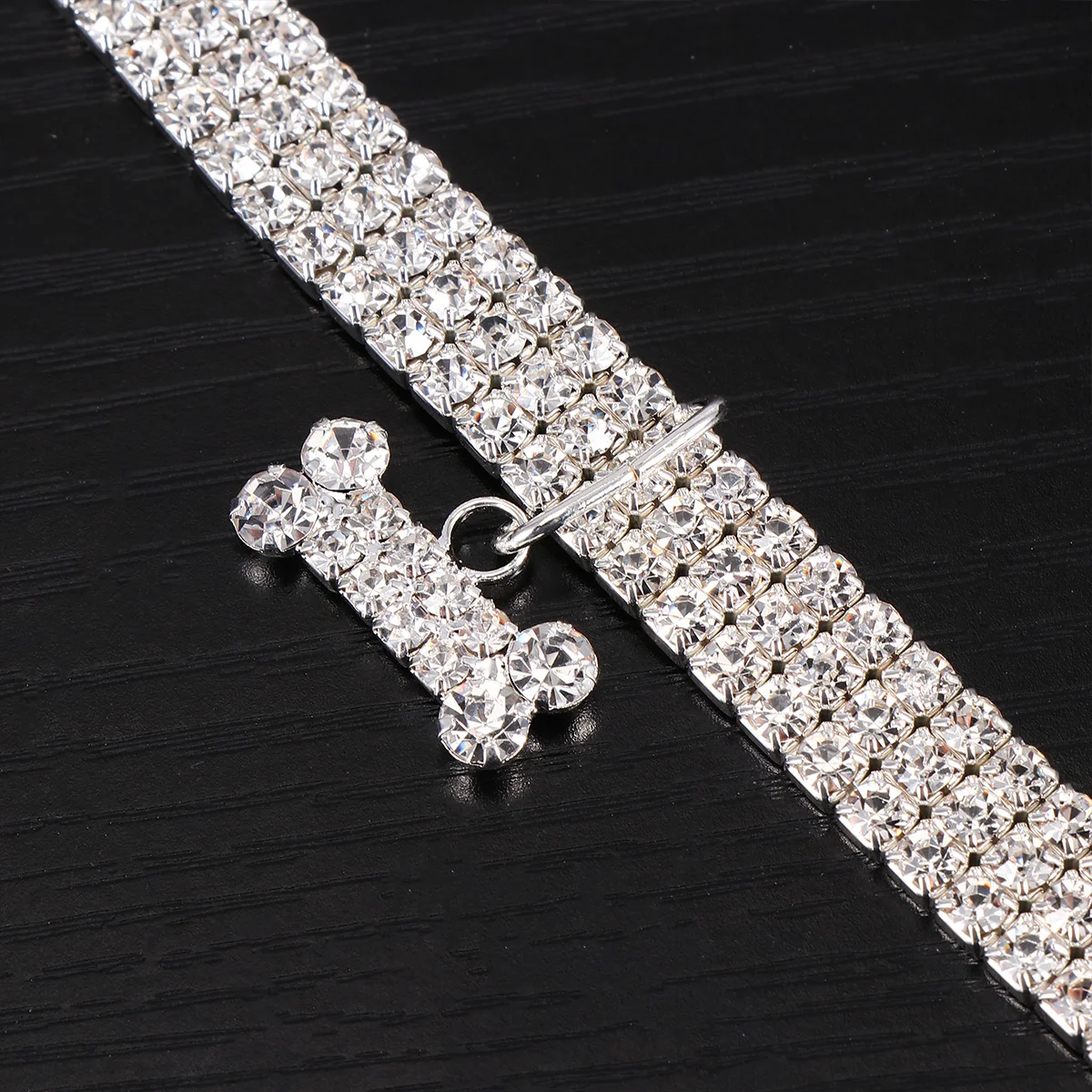 

Rhinestone Collar Adjustable Puppy Collar Necklace Shape Pendant Necklace for Cat Puppy Kitten ( White, Size )