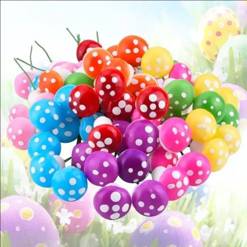 Set of 50 Miniature Colorful Mushroom Garden Ornaments - DIY Craft Resin Decorations for Potted Plants and Moss Arrangements