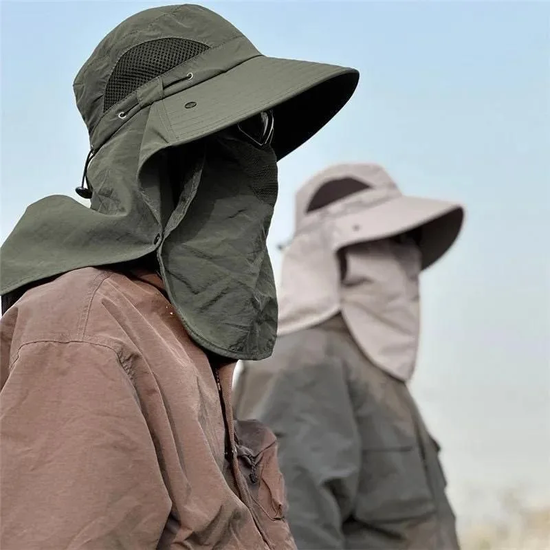 Unisex Mesh Breathable UV Protection Summer Fisherman Hat Cowboy Style Outdoor Sunproof Fishing Hiking Beach Hat for Men