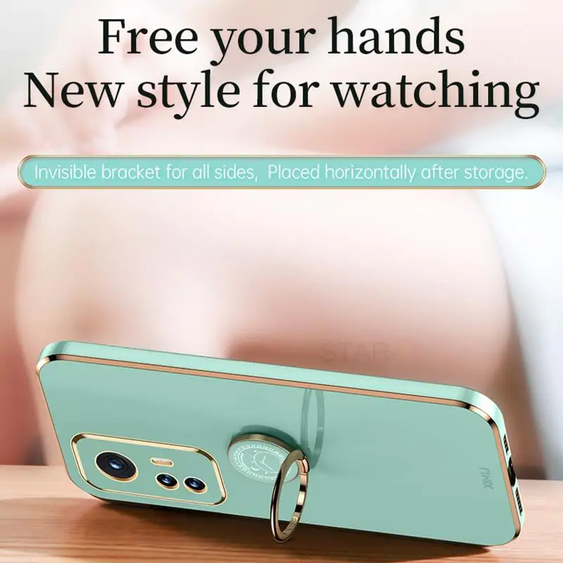 Luxury Plating Ring Holder Stand Silicone Case Cover