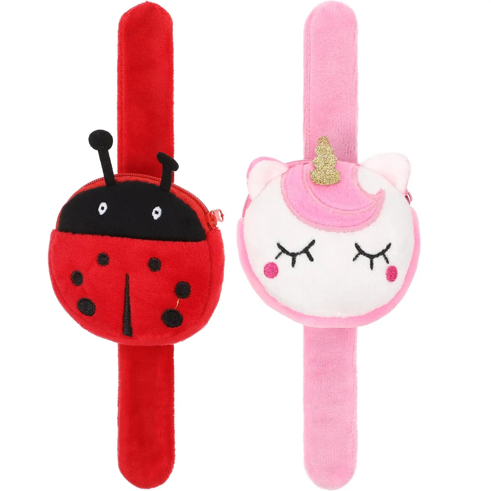 2 Pcs Coin Purse Slap Bracelet Animal Snap Bracelets For Pretend Play Jungle Party Favors Storage Pouch Toys Accessories