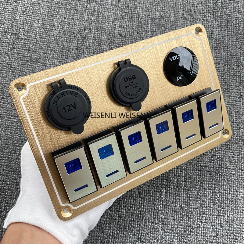 4/6/8 Gang 12V Waterproof Intergrated Switch Panel Digital Voltmeter ...