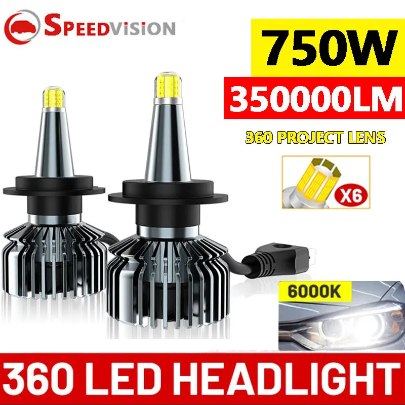 

Лампа для автомобильных фар, 360 лм, H7, Canbus 750W H4 H11 H1 9005 HB3 9006 HB4 H8 9012 HIR2