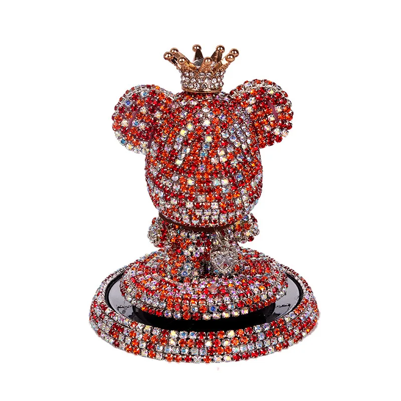 

Novelty Auto Supplies Interior Ornaments Cute Rhinestone Bear Car Accessories Creative Diamond Center Console Decoration