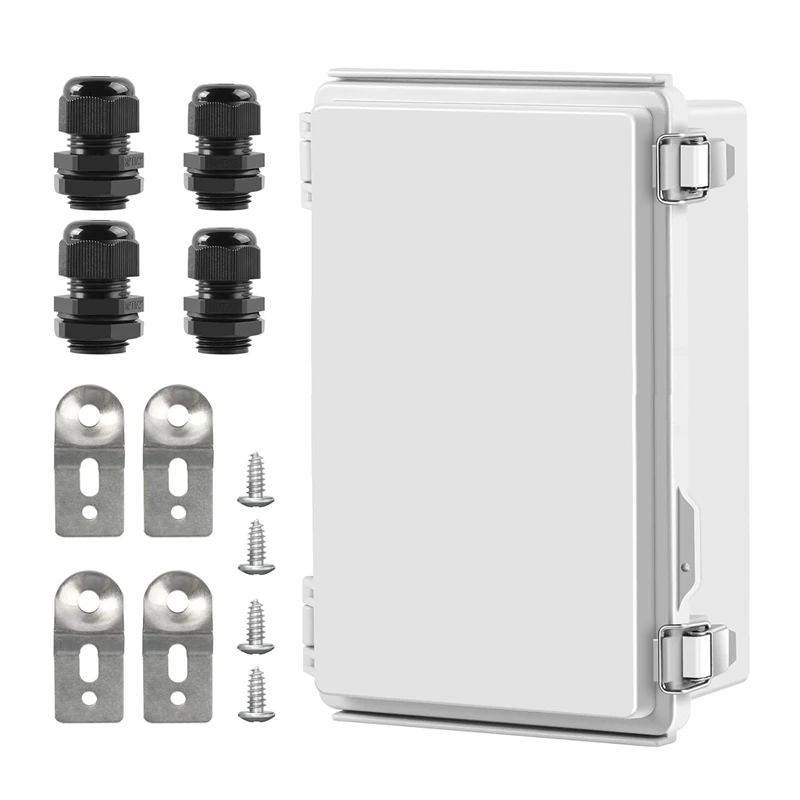 

Waterproof Outdoor Project ABS Junction Box IP67 Weatherproof Light Grey With Hinged Cover, Mounting Plate