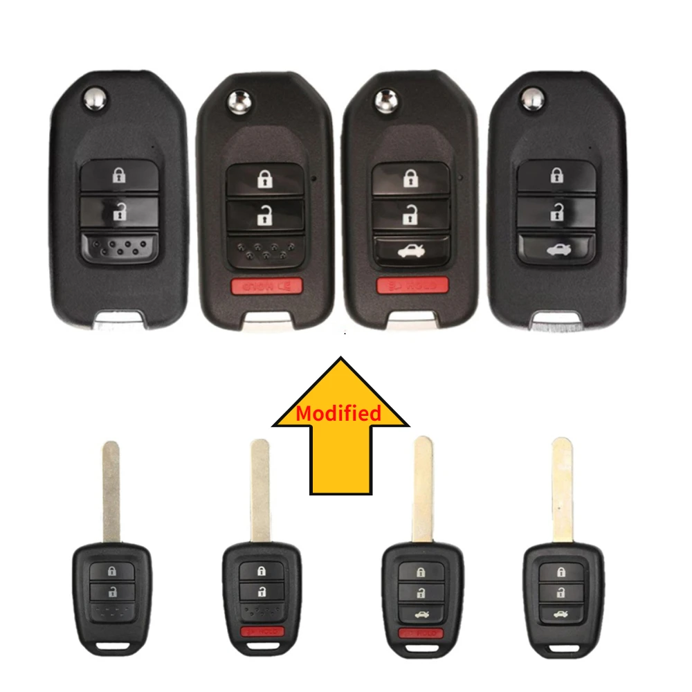2/3/4 Buttons Modified Flip Remote Key Shell for Honda FIT XRV VEZEL CITY JAZZ CIVIC HRV Folding Key Case Fob Upgrade