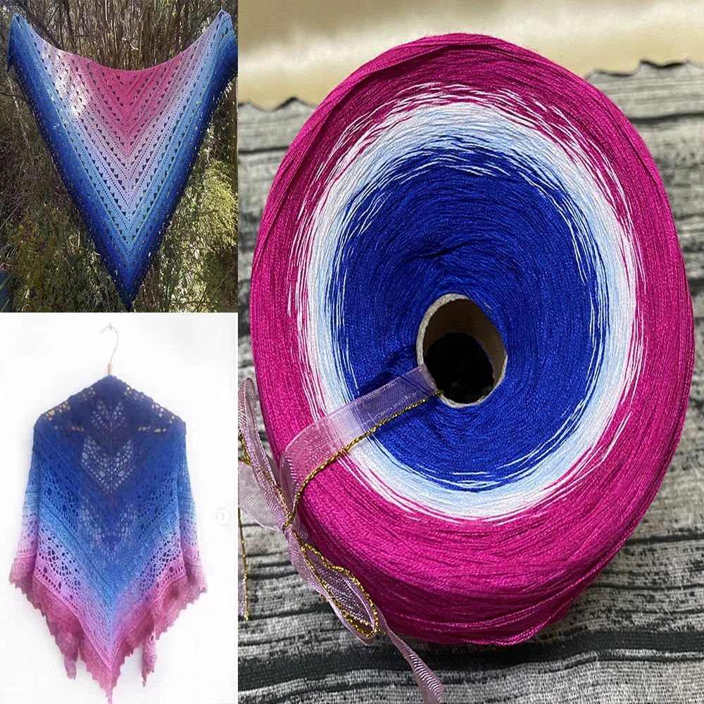 Organic Cotton Cake Line Gradient Color Baby Wool, DIY Handmade Knitting Line, Crochet Line, Shawl Long Skirt Sweater, 300g/Ball 3