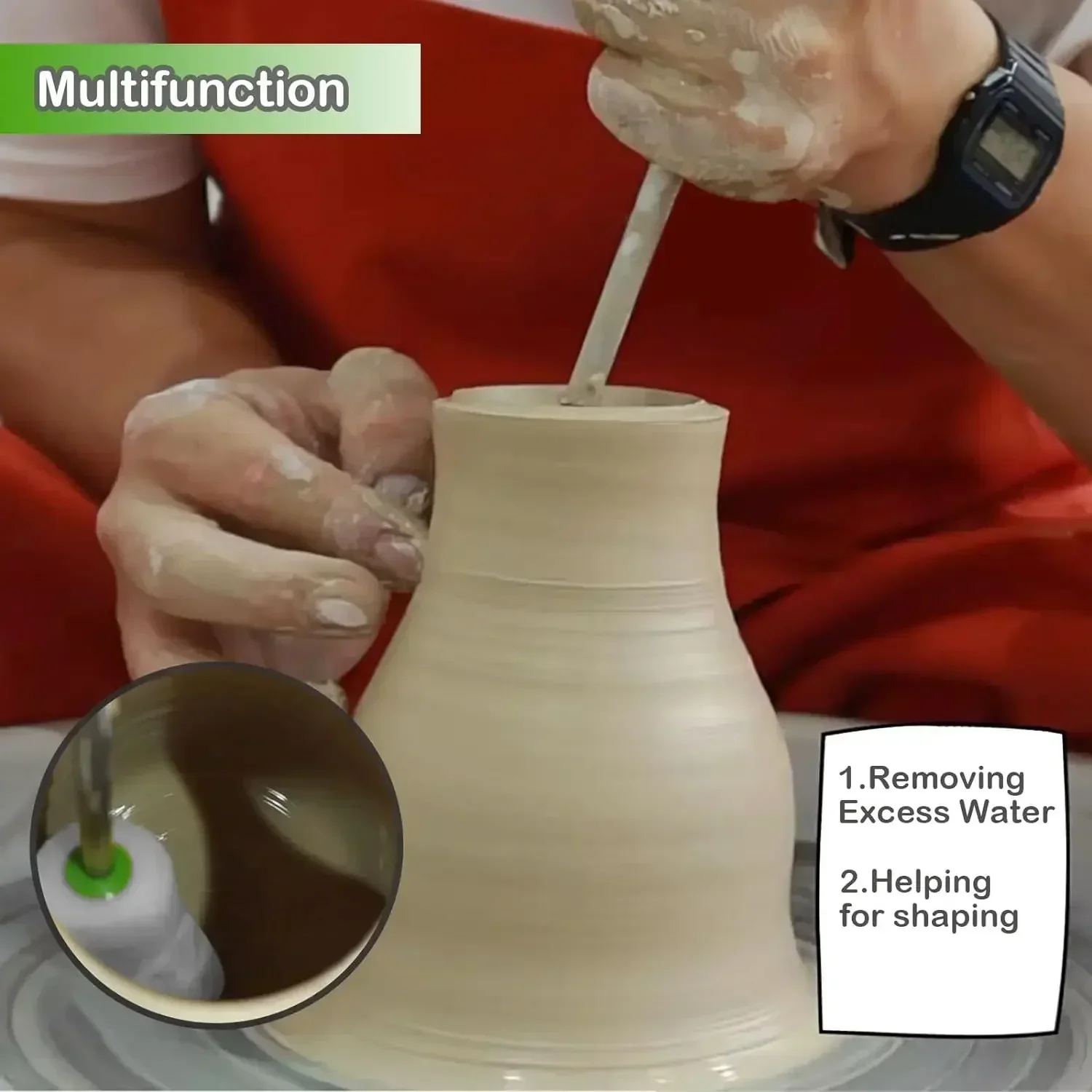 Pottery Sculpture Sponge Holder DIY Pottery Absorbent Sponge Telescoping Stick Ceramic Throwing Stick Trimming Tools