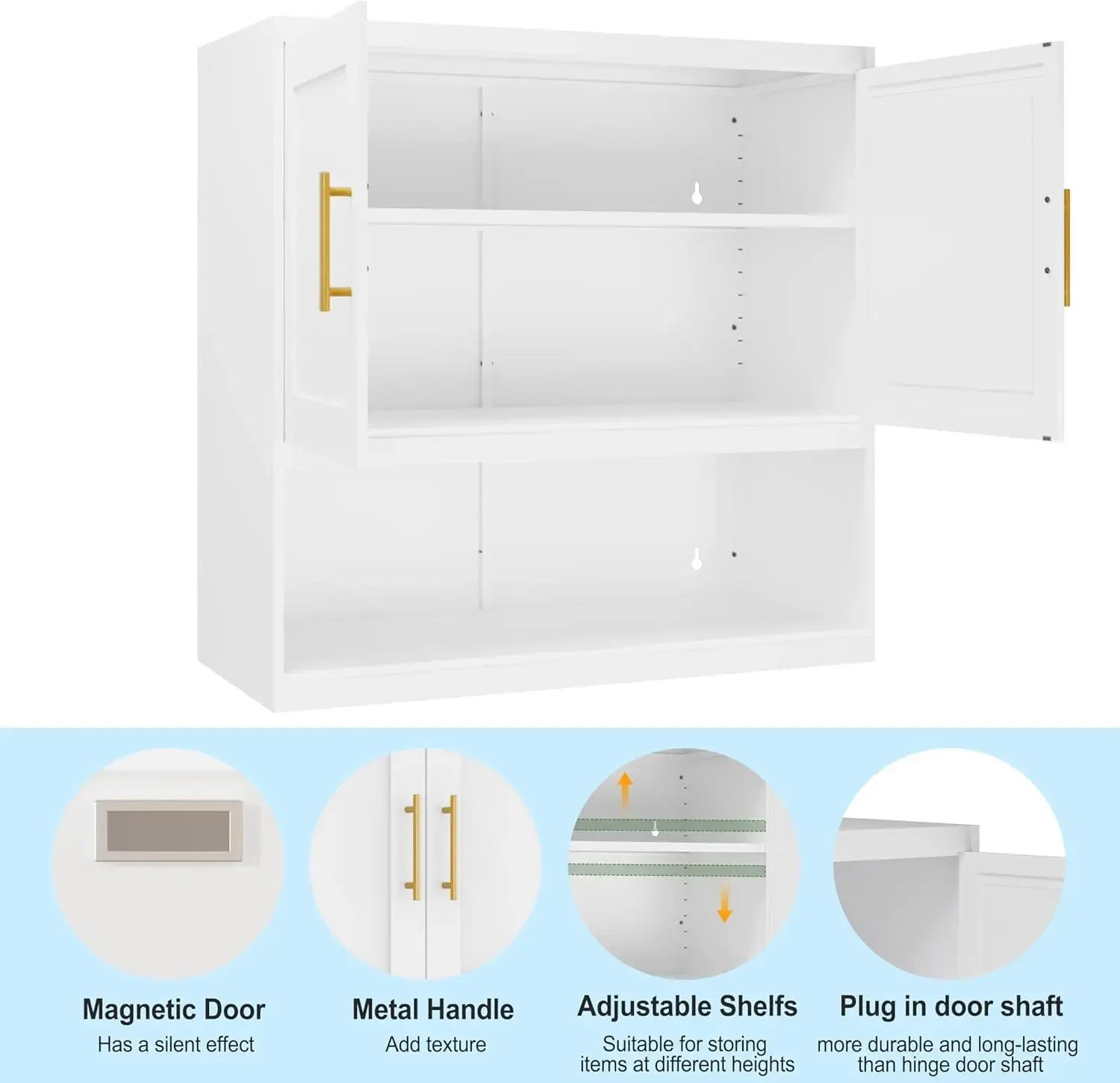 Wall Mounted Hanging Cabinet with Door and Shelves Medicine Cabinet