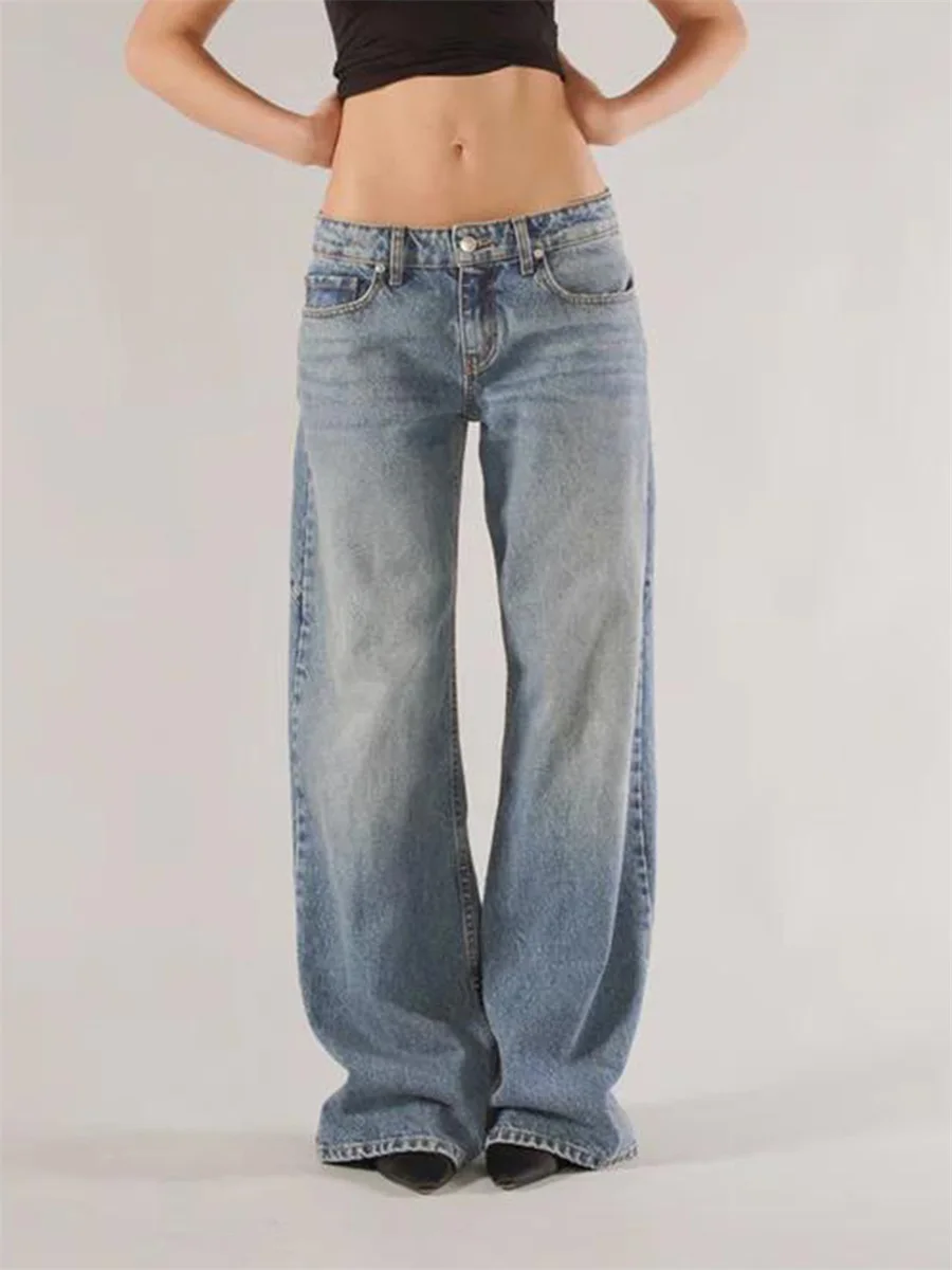 Pocket zip-up button low rise straight leg | Baggy Low Rise Jeans  | Festival Outfits Women