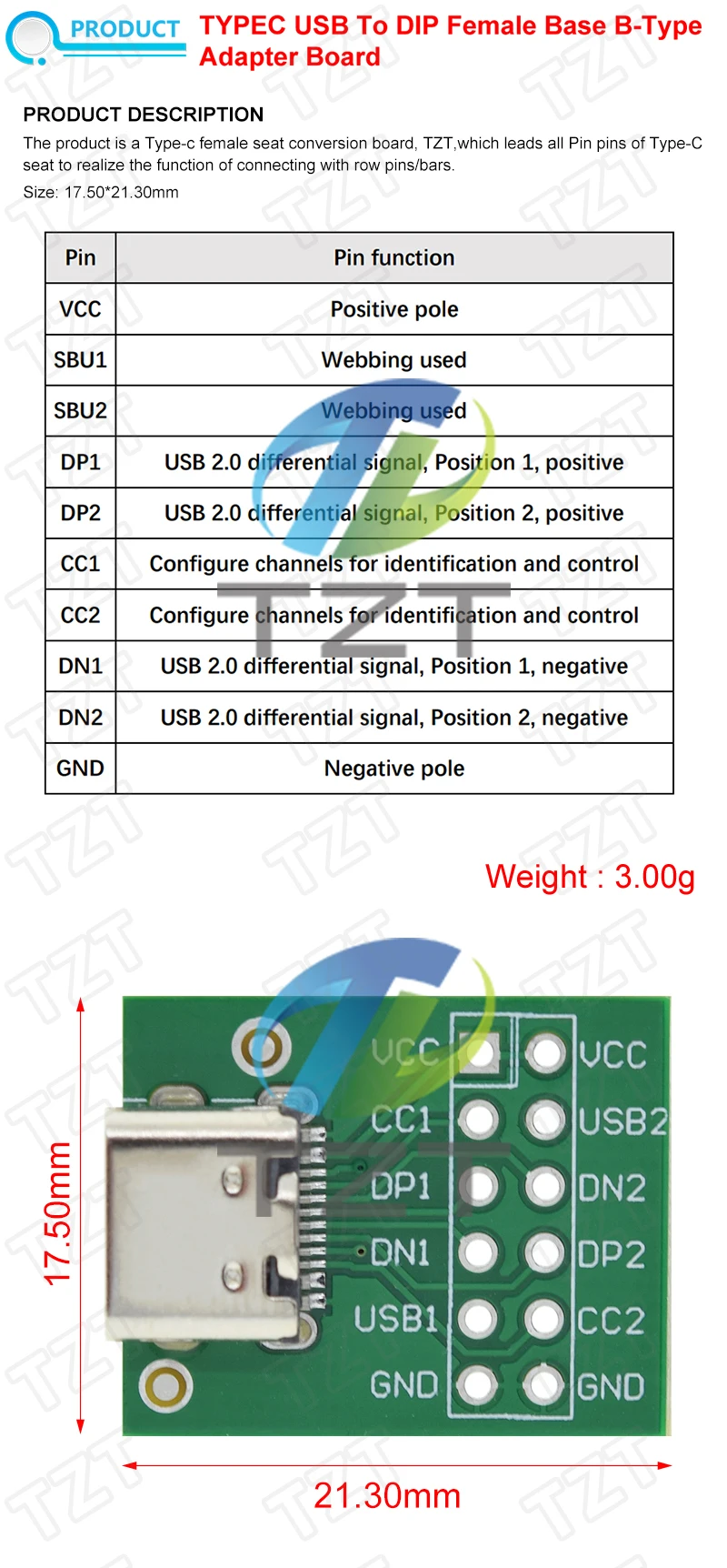 1/5PCS USB TYPE-C zu DIP PCB Stecker Pinnwand Test Board Solder Weibliche Dip Pin Header Adapter – Detail 1