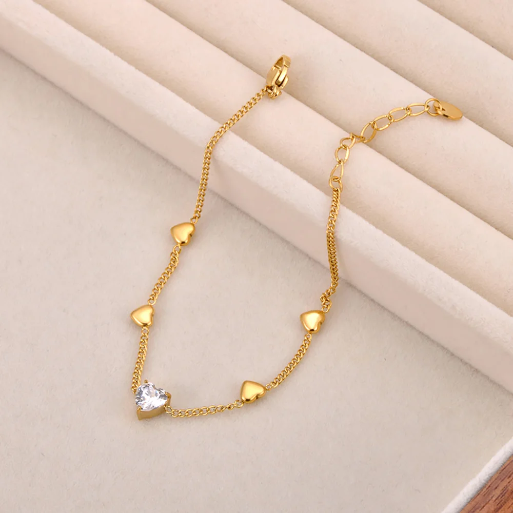 JeeMango Klassische kleine, zierliche Armbänder mit Zirkonia-Kette für Damen, 18 Karat vergoldeter Edelstahl, Hochzeitsschmuck B24059 – Detail 21