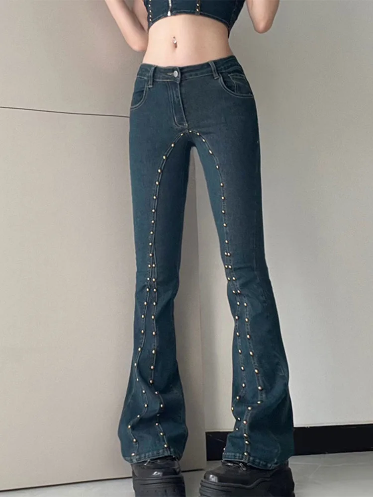 

TARUXY High Waist Jeans Women Art Design Fashion Slim Long Pants Ladies Bodycon Fashion Street Denim Pant For Woman Bottoms 2023