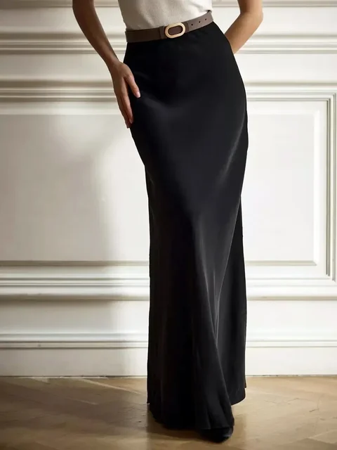Elevate your everyday wardrobe with the Bornladies Casual Satin Women's Skirt 1