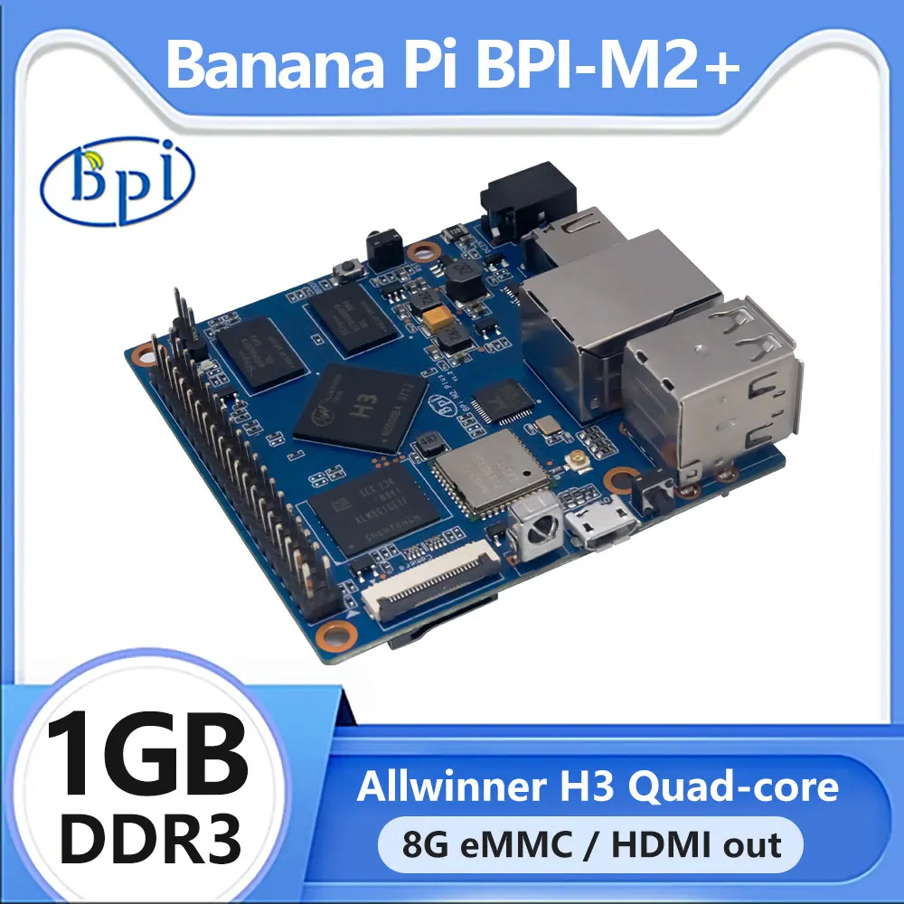 Banana Pi-m2 Plus Allwinner h3 Quad-core Cortex-a7 1gb Ddr3 8gb de Suporte Emmc Hdmi Wifi bt Csi Run Android Ubuntu Debian Banana