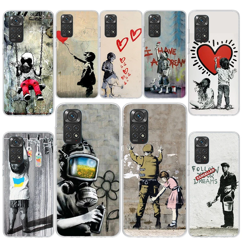 Street Art Banksy Graffiti Custodia Morbida In Silicone Per Xiaomi Redmi Note 12 12S 11 11S 10 10S 11E Pro Plus 11T 9 9S 8 8T 7 9T C